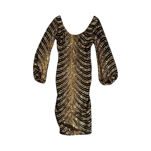 Fashion Nova | Dresses | Fashion Nova Black And Gold Sequin Dress Size  Small | Poshmark
